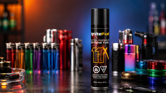 11x refined butane and regular butane canisters side by side for wholesale lighter fuel comparison