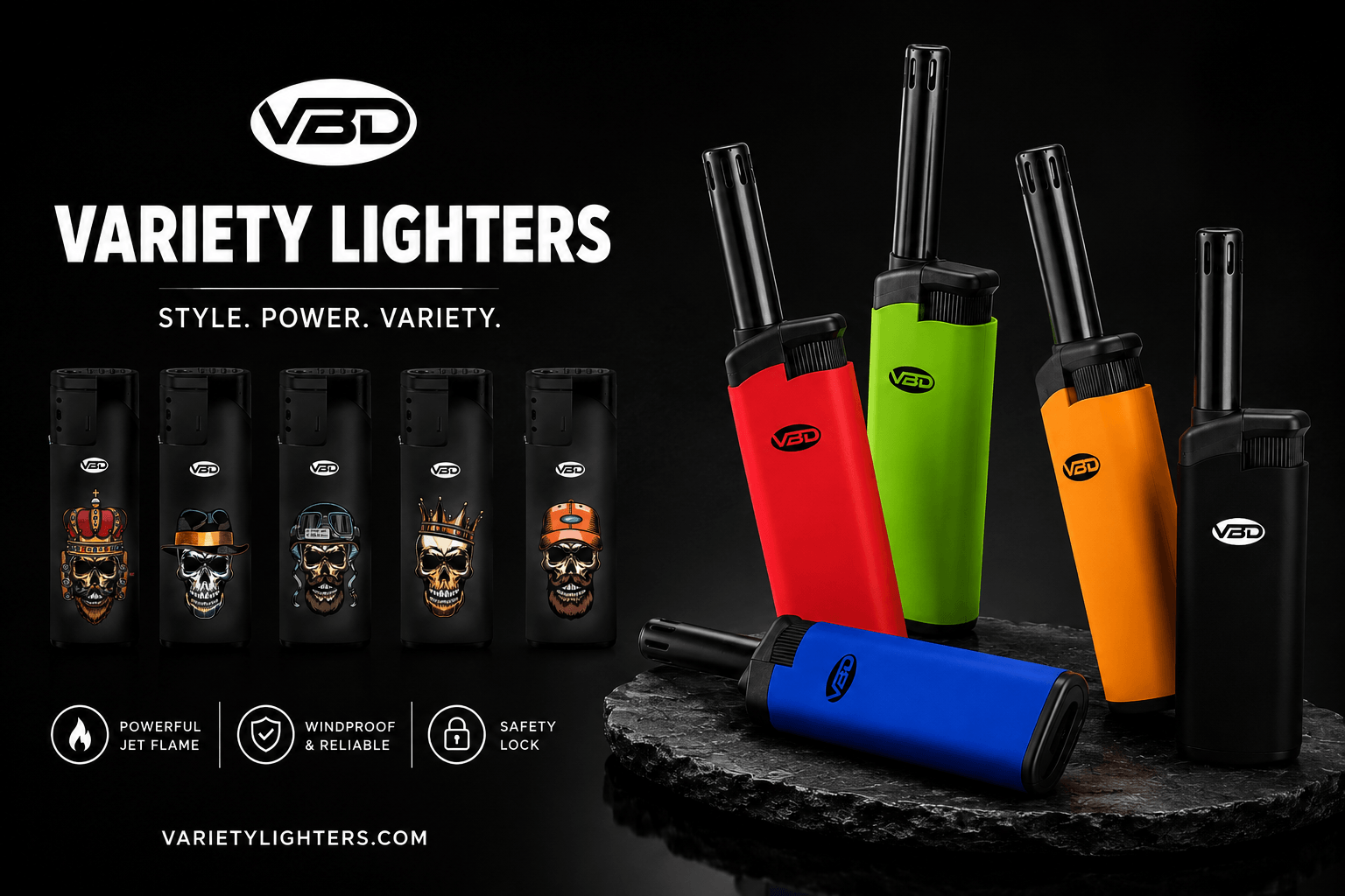 Bulk wholesale lighters — torch, windproof, disposable and refillable lighters for retailers Canada