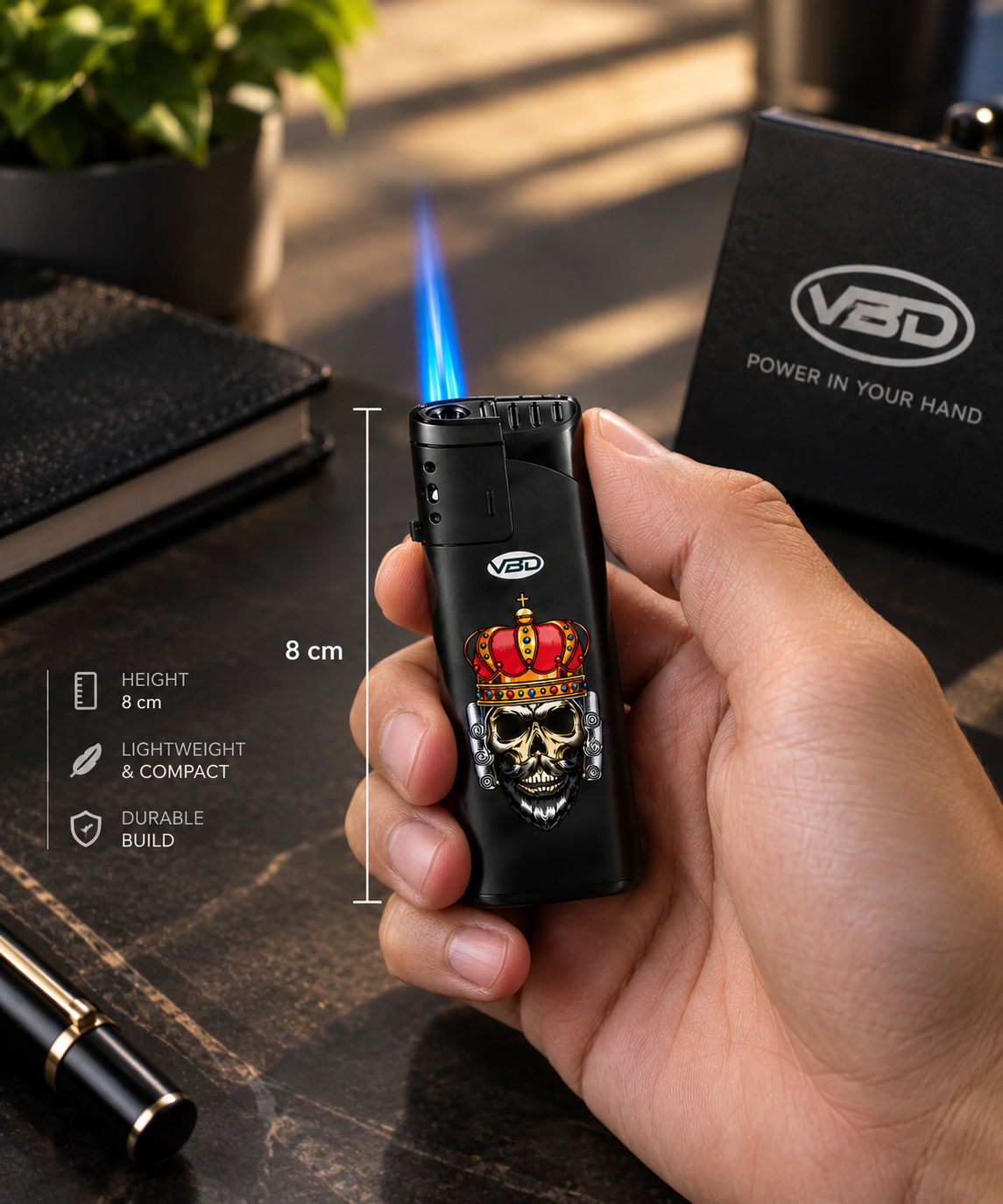 Windproof Jet Flame Electronic Lighter Skull Themed Assorted — PACK OF 50