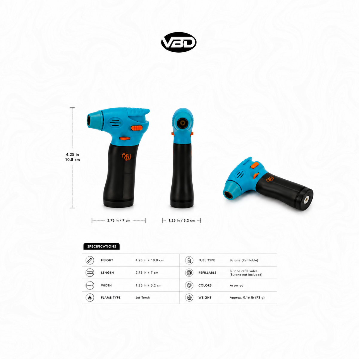 4.25 inch VB Torch Lighter Assorted — PACK OF 9