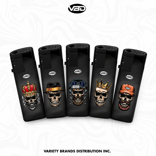 Novelty Windproof Lighter – Skull Themed Windproof Jet Flame Electronic Lighter Pack of 50